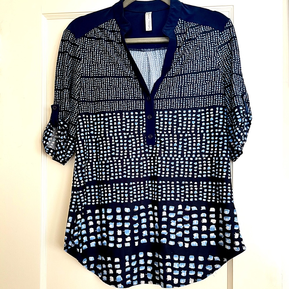 Large Blue Printed Blouse